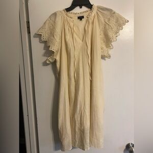 Who What Wear Ivory Eyelet Flutter Sleeve Coastal Cowgirl Dress- Size XL